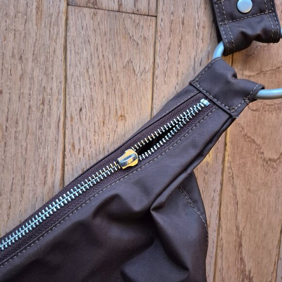 GAP Nylon crescent Bag Crossbody Shoulder Chocolate Brown - Picture 6 of 12